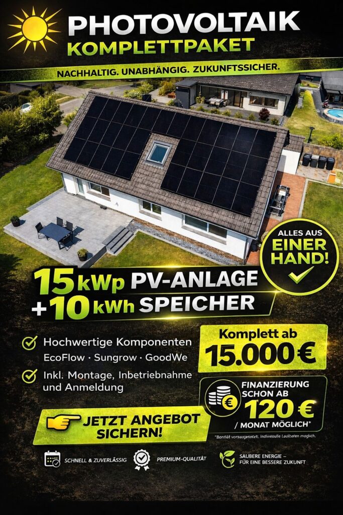 15 kWp Photovoltaik Komplettpaket mit 10 kWh Speicher in Herford und Umgebung von Faber Montageservice